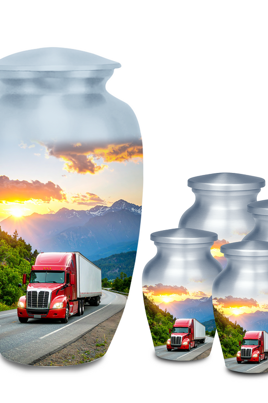 Personalized truck memorial urn with glossy UV-protected finish