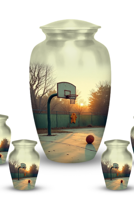 Basketball Cremation Urn for Human Ashes – Sports Memorial Urn with Velvet Bag