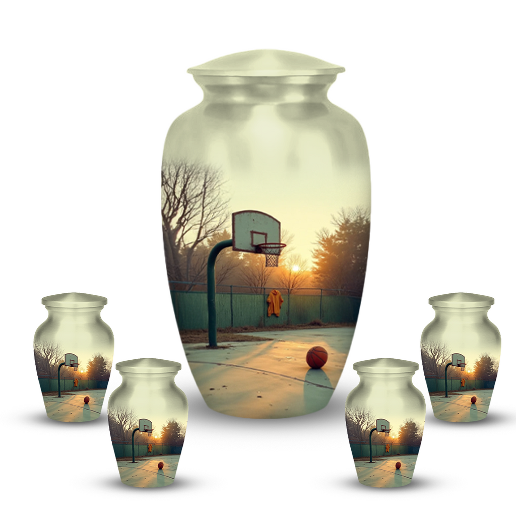 Basketball Cremation Urn for Human Ashes – Sports Memorial Urn with Velvet Bag