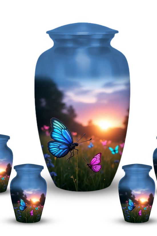 Blue Butterfly Cremation Urn for Human Ashes – Memorial Urns for Women, Mom,