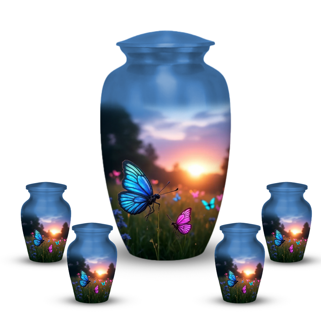 Blue Butterfly Cremation Urn for Human Ashes – Memorial Urns for Women, Mom,
