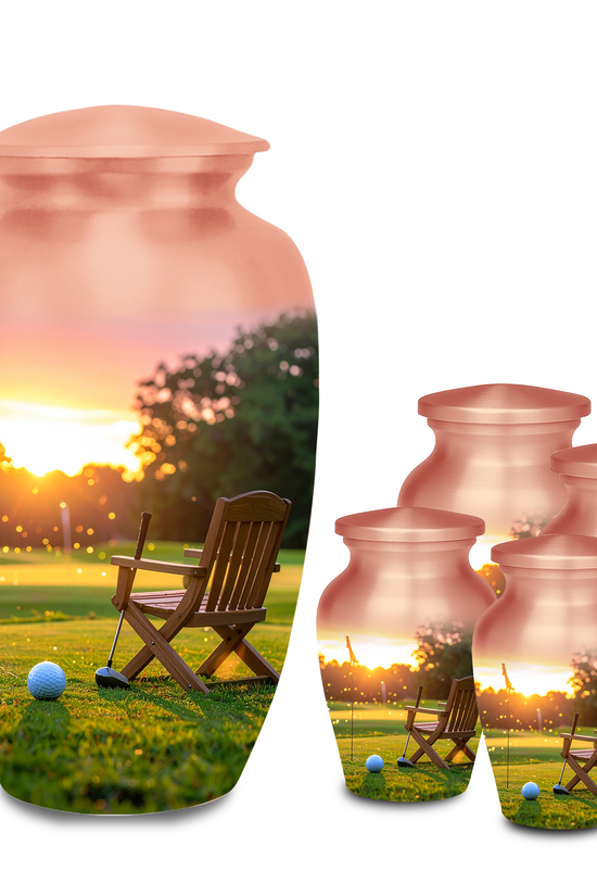 Golf Course Sunset Cremation Urn for Human Ashes - Adult & Keepsake Memorial Urns