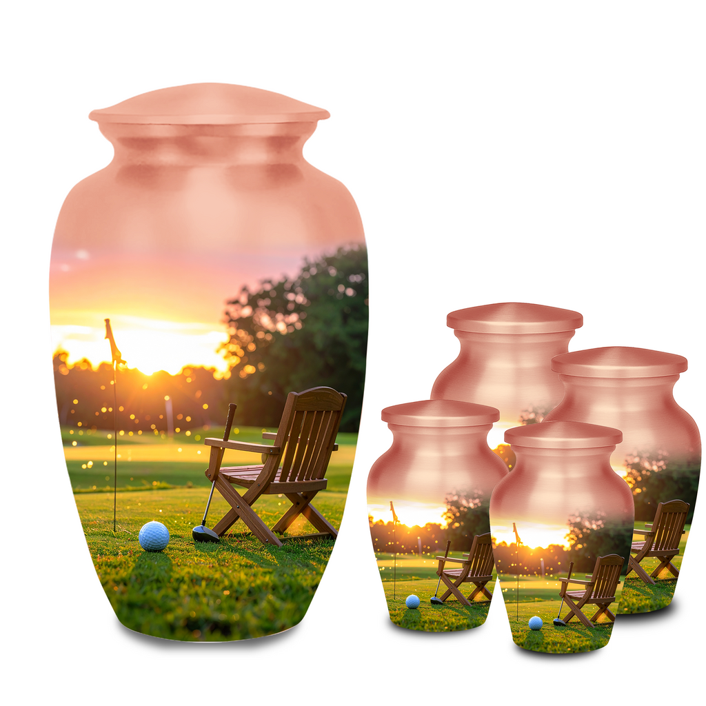 Golf Course Sunset Cremation Urn for Human Ashes - Adult & Keepsake Memorial Urns