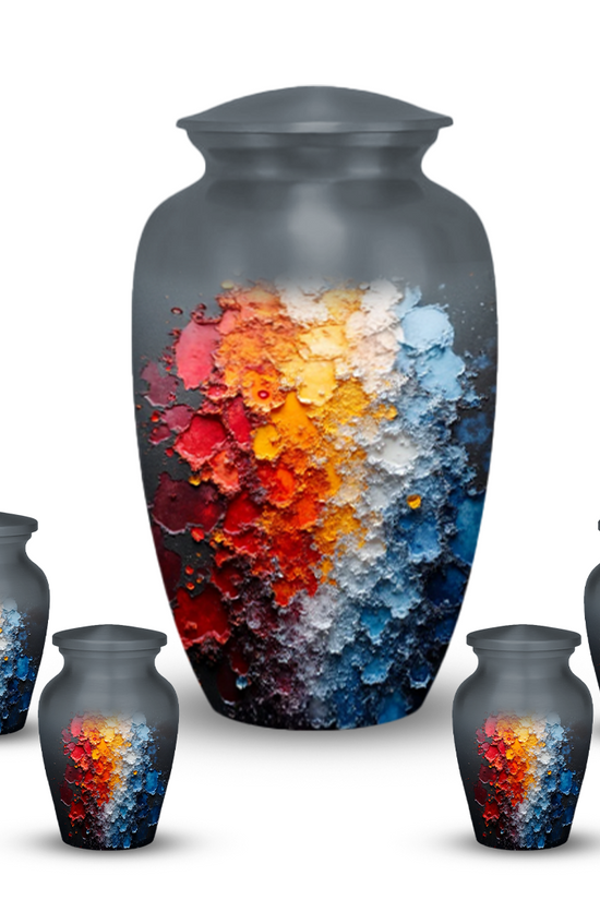 Abstract Design Cremation Urn for Human Ashes – Modern Memorial Urn with Velvet Bag