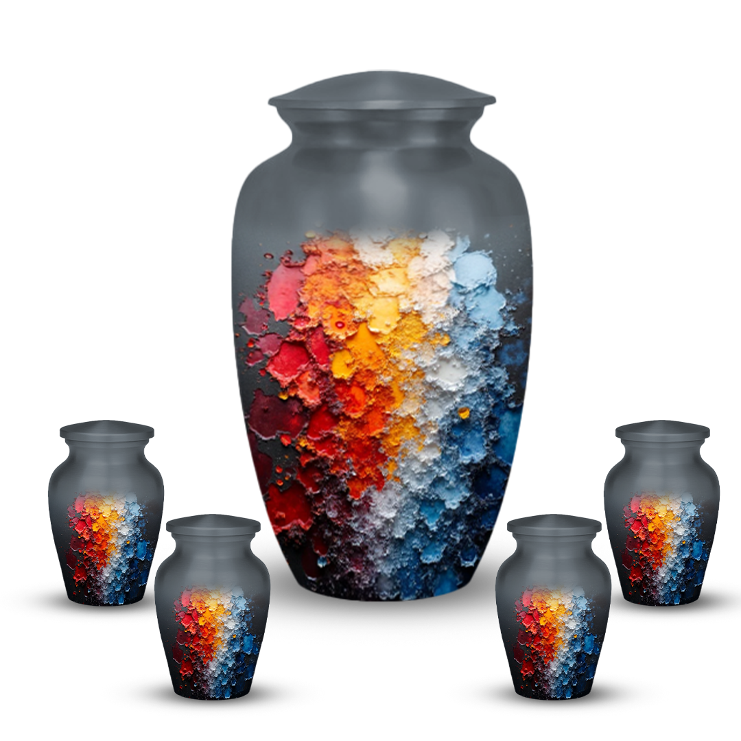 Abstract Design Cremation Urn for Human Ashes – Modern Memorial Urn with Velvet Bag