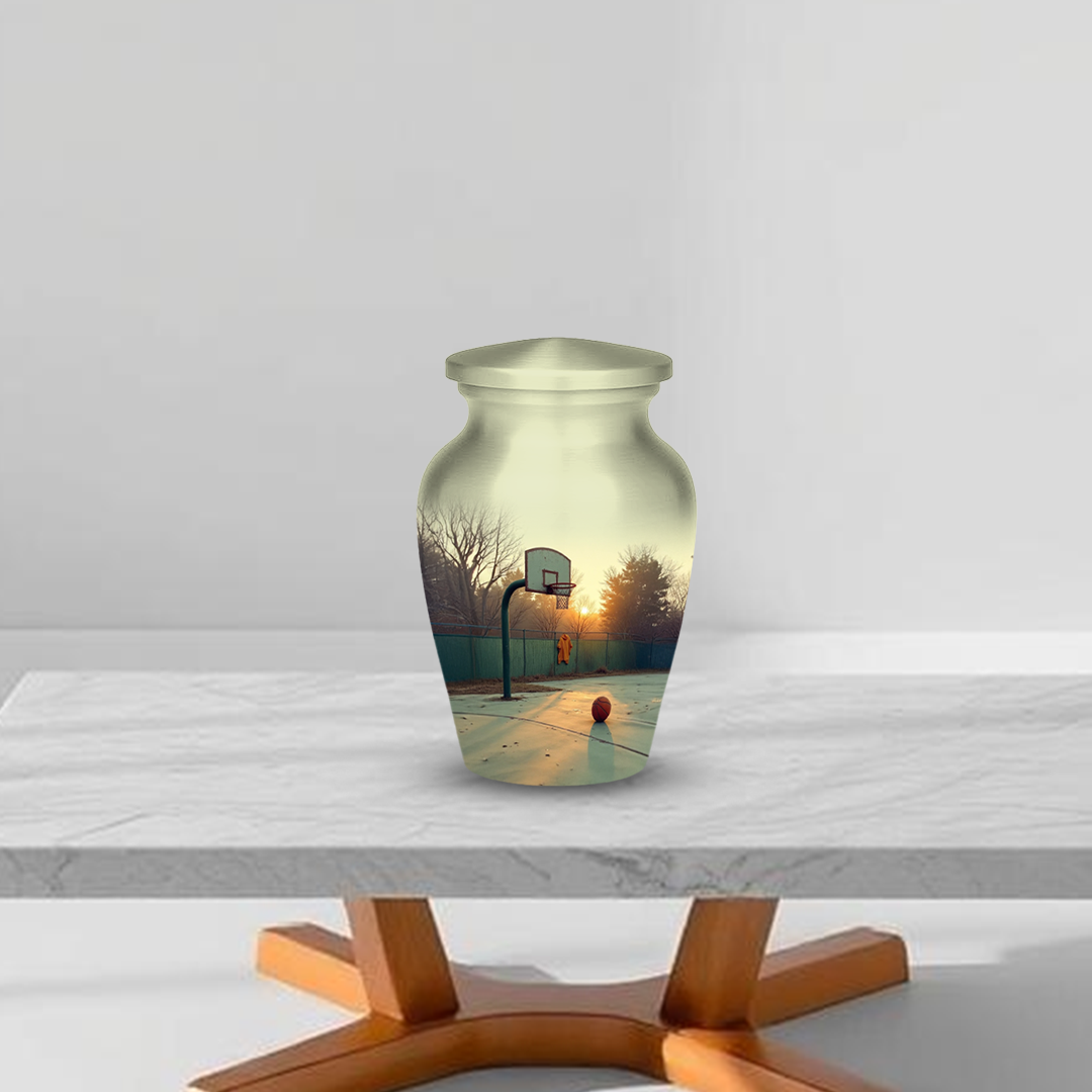 Basketball Cremation Urn for Human Ashes – Sports Memorial Urn with Velvet Bag