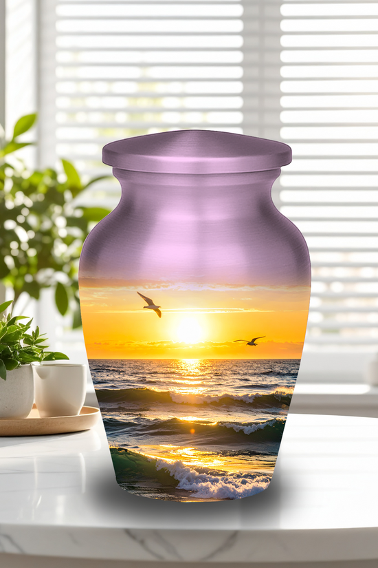 urn for human ashes — sunset ocean finish