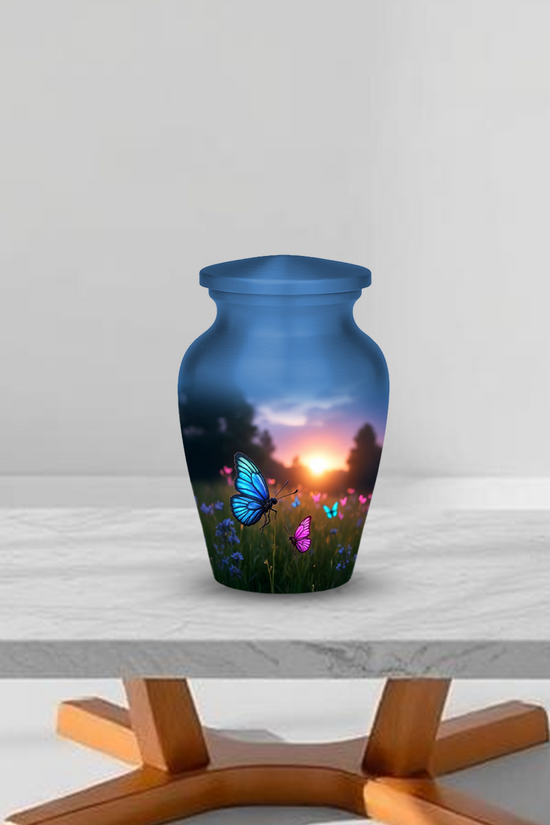 Blue Butterfly Cremation Urn for Human Ashes – Memorial Urns for Women, Mom,