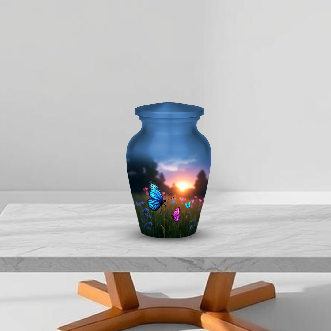 Blue Butterfly Cremation Urn for Human Ashes – Memorial Urns for Women, Mom,