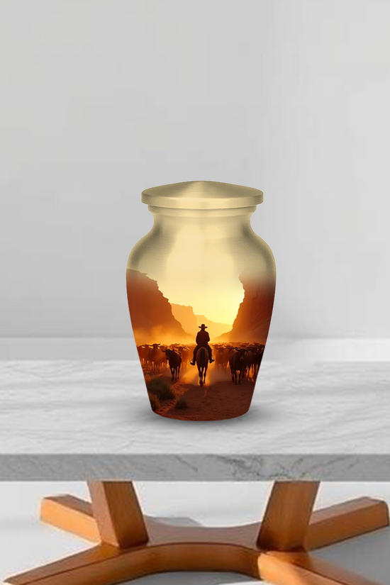 Cowboy Cremation Urn for Human Ashes – Western Memorial Urns for Men, Dad, or Loved Ones