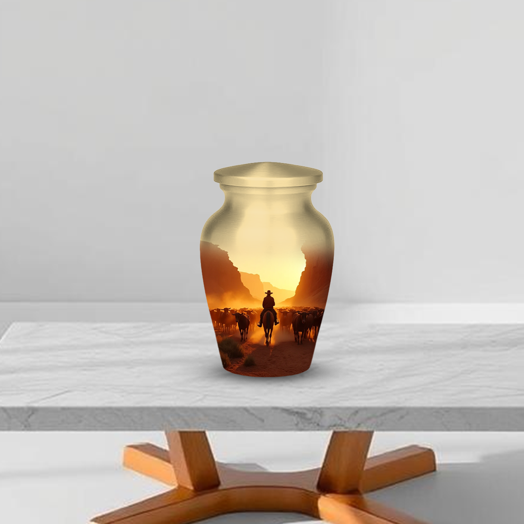 Cowboy Cremation Urn for Human Ashes – Western Memorial Urns for Men, Dad, or Loved Ones