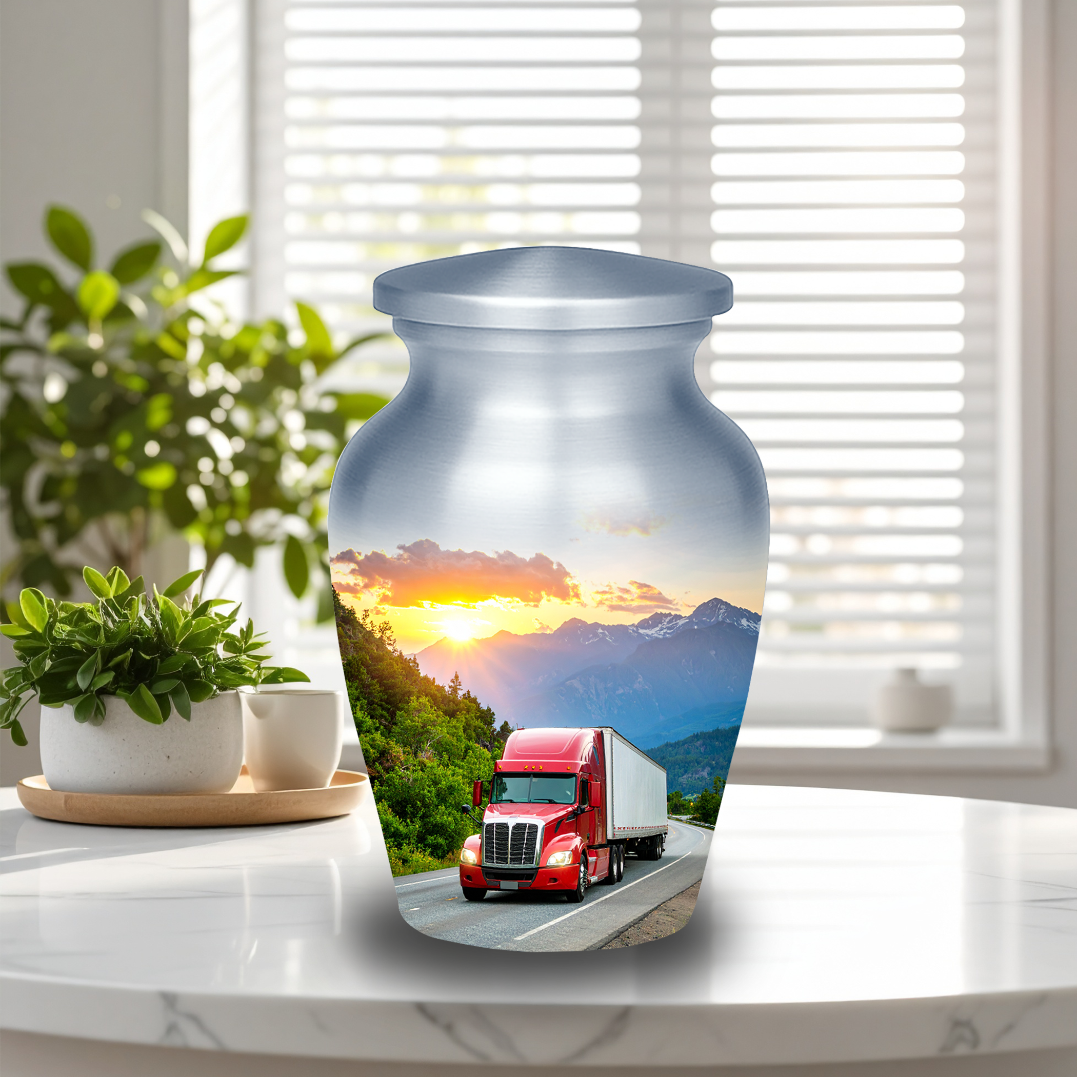 Handmade truck urn for human ashes — unique memorial tribute