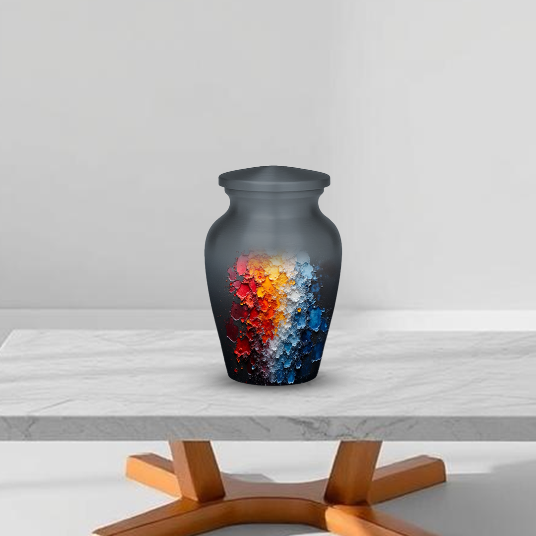 Abstract Design Cremation Urn for Human Ashes – Modern Memorial Urn with Velvet Bag