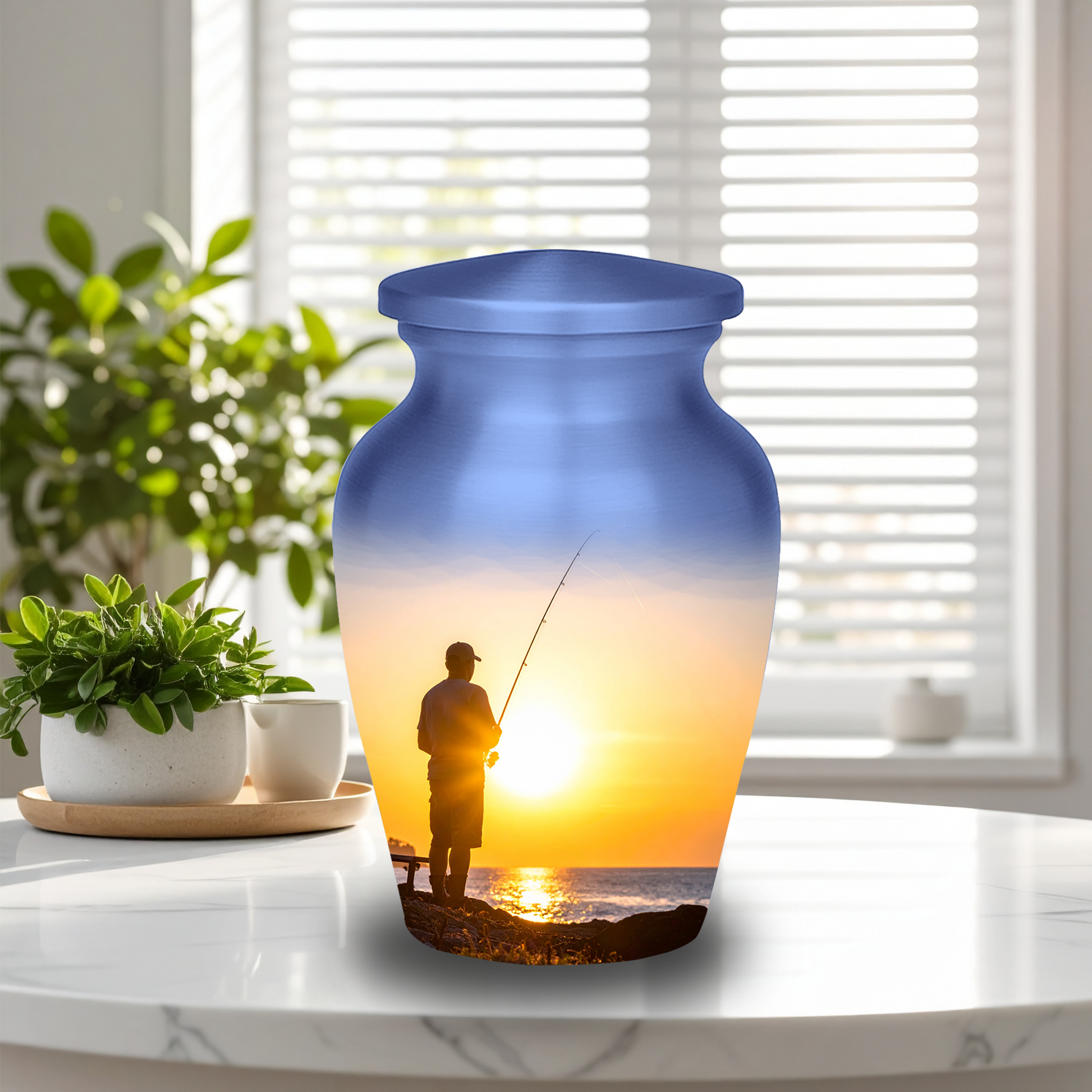 fishing themed cremation urns aluminum fishing urns for human ashes durable fisherman memorial urns quality

