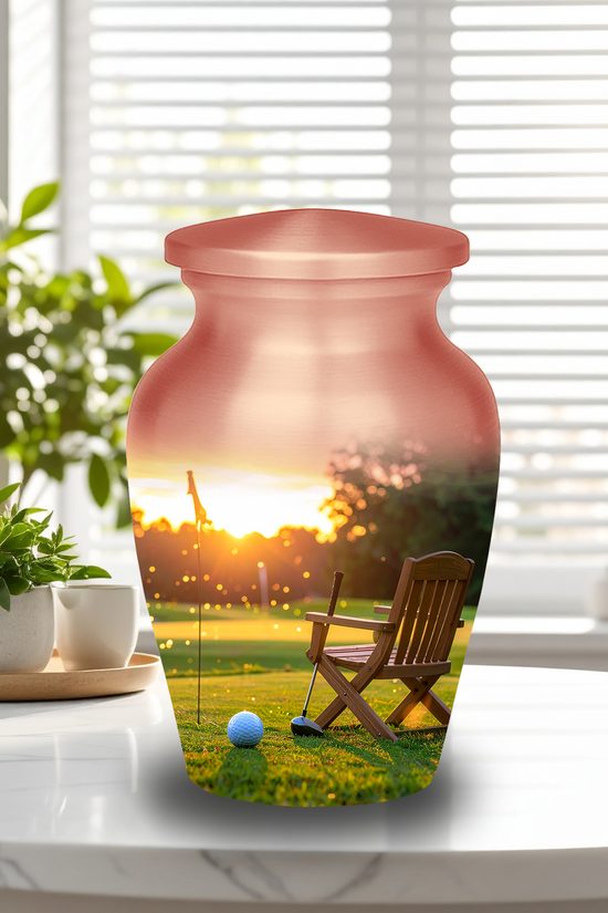 Golf Course Sunset Cremation Urn for Human Ashes - Adult & Keepsake Memorial Urns