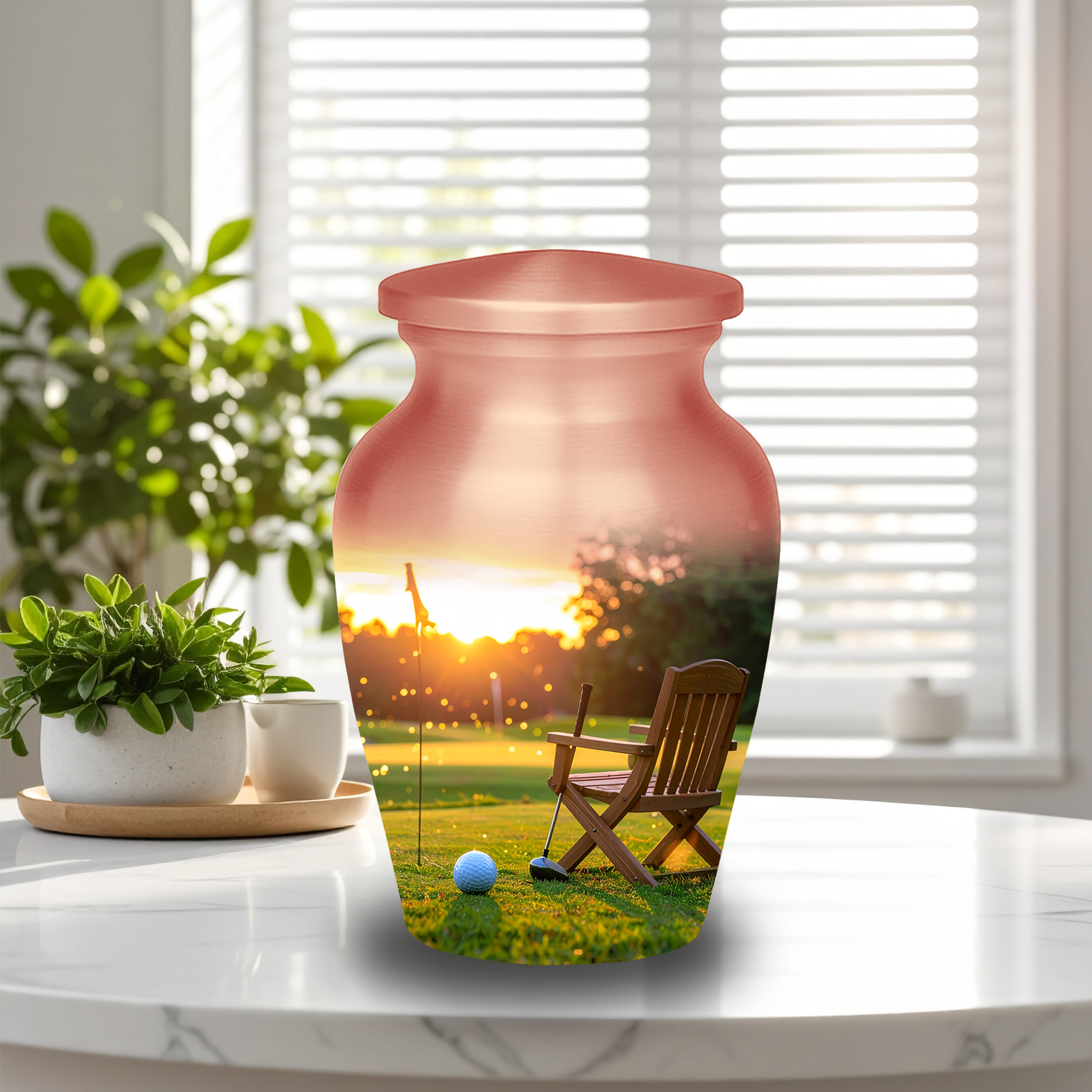 Golf Course Sunset Cremation Urn for Human Ashes - Adult & Keepsake Memorial Urns