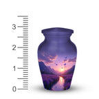 lavender field purple butterfly cremation urn for human ashes, handmade aluminum memorial urn – photo 6