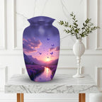 lavender field purple butterfly cremation urn for human ashes, handmade aluminum memorial urn – photo 3