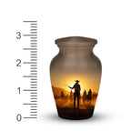 western cowboy cremation urn for human ashes, handmade aluminum memorial urn – photo 7