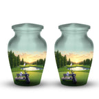 golf course sunset cremation urn for human ashes, handmade aluminum memorial urn – photo 8