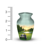 golf course sunset cremation urn for human ashes, handmade aluminum memorial urn – photo 7