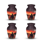 motorcycle sunset rider cremation urn for human ashes, handmade aluminum memorial urn – photo 9