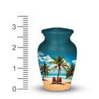 tropical beach palm tree cremation urn for human ashes, handmade aluminum memorial urn – photo 7