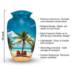 tropical beach palm tree cremation urn for human ashes, handmade aluminum memorial urn – photo 3