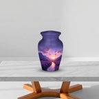 lavender field purple butterfly cremation urn for human ashes, handmade aluminum memorial urn – photo 9
