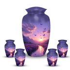 lavender field purple butterfly cremation urn for human ashes, handmade aluminum memorial urn – photo 10