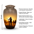 western cowboy cremation urn for human ashes, handmade aluminum memorial urn – photo 2
