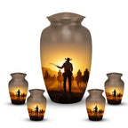 western cowboy cremation urn for human ashes, handmade aluminum memorial urn – photo 10