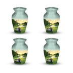 golf course sunset cremation urn for human ashes, handmade aluminum memorial urn – photo 9