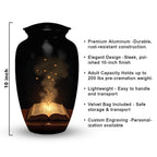 book lover teacher cremation urn for human ashes, handmade aluminum memorial urn – photo 4