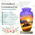 tractor sunset farm cremation urn for human ashes, handmade aluminum memorial urn – photo 5