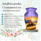 tractor sunset farm cremation urn for human ashes, handmade aluminum memorial urn – photo 7