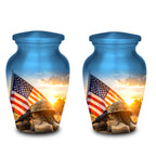 american flag military cremation urn for human ashes, handmade aluminum memorial urn – photo 8