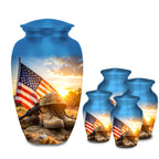 american flag military cremation urn for human ashes, handmade aluminum memorial urn – photo 9