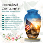 american flag military cremation urn for human ashes, handmade aluminum memorial urn – photo 2