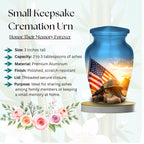 american flag military cremation urn for human ashes, handmade aluminum memorial urn – photo 7