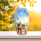 artist painter studio cremation urn for human ashes, handmade aluminum memorial urn – photo 6