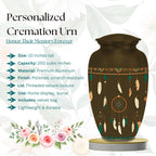 dreamcatcher feather cremation urn for human ashes, handmade aluminum memorial urn – photo 2