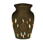 dreamcatcher feather cremation urn for human ashes, handmade aluminum memorial urn – photo 6