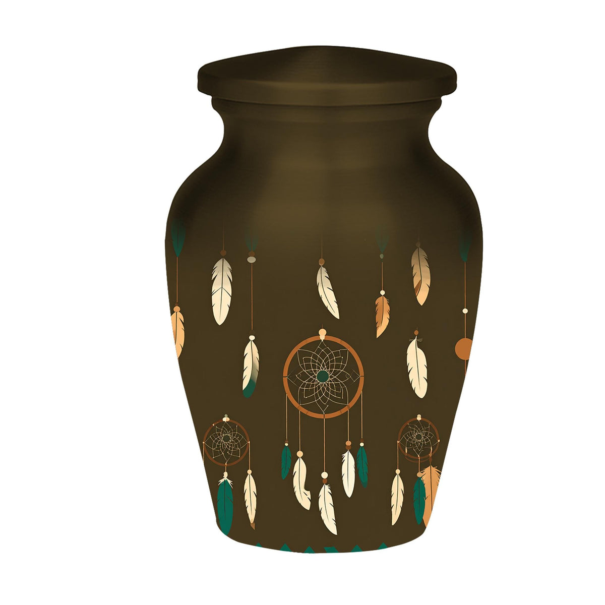 dreamcatcher feather cremation urn for human ashes, handmade aluminum memorial urn – photo 6