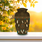 dreamcatcher feather cremation urn for human ashes, handmade aluminum memorial urn – photo 4