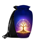 glowing golden tree of life cremation urn for human ashes, handmade aluminum memorial urn – photo 2