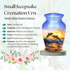 dolphin ocean sunset cremation urn for human ashes, handmade aluminum memorial urn – photo 7