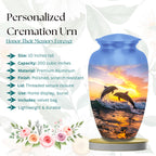 dolphin ocean sunset cremation urn for human ashes, handmade aluminum memorial urn – photo 4