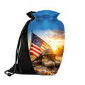 american flag military cremation urn for human ashes, handmade aluminum memorial urn – photo 1