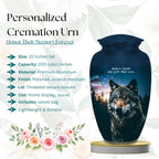 wolf american flag cremation urn for human ashes, handmade aluminum memorial urn – photo 2